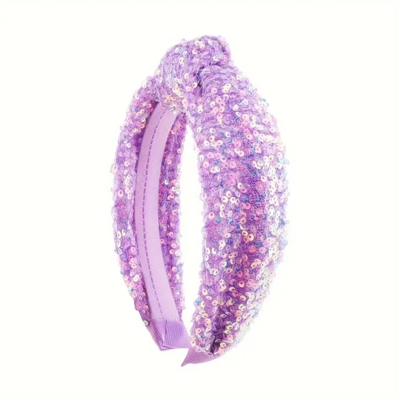 Purple Sequin Knotted Headband - Picture 1 of 5